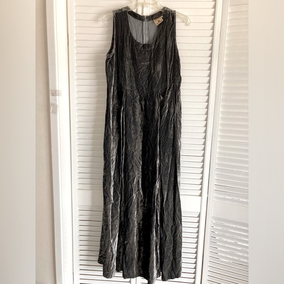 Vintage 90’s Free Wear by Jonathan Hoenscheidt Grey Velvet Maxi Dress Sz M-L - Picture 5 of 6